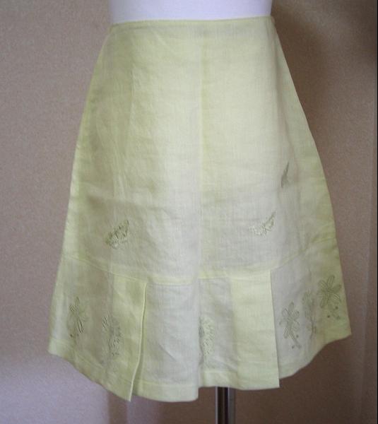 画像: ◆SALE◆フランス製cacharelキャシャレル刺繍リネンスカート6〜8歳